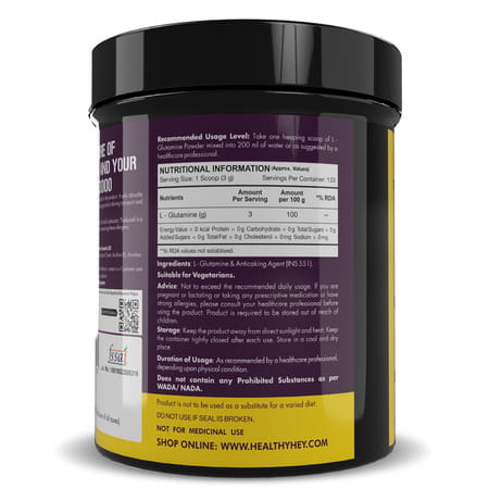 Healthyhey Sports Glutamine Powder Muscle Growth And Recovery-Unflavoured 400g
