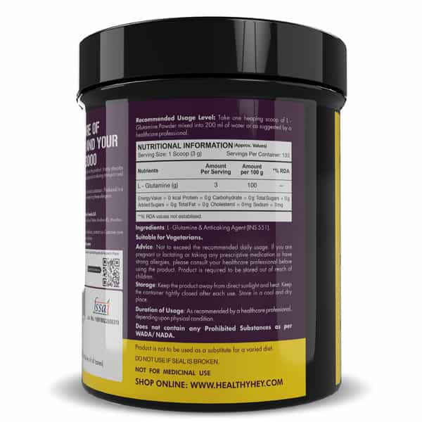 Healthyhey Sports Glutamine Powder Muscle Growth And Recovery-Unflavoured 400G