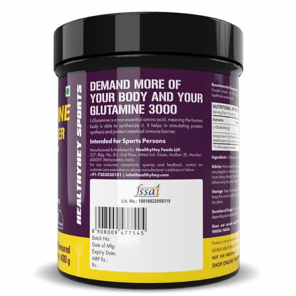 Healthyhey Sports Glutamine Powder Muscle Growth And Recovery-Unflavoured 400G
