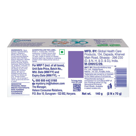 Sensodyne Pronamel Fresh Breath Toothpaste 70 Gm (Pack Of 2)
