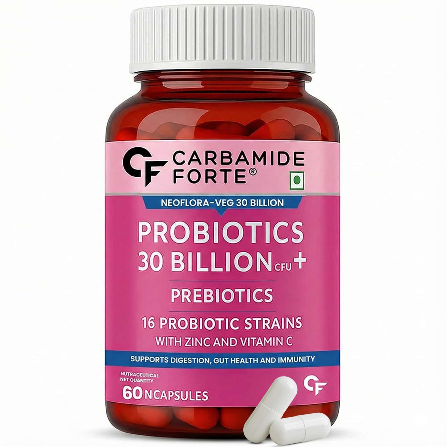 Carbamide Forte 30 Billion Probiotic Supplement | Gut Cleanse Detox | Lactobacillus Reuteri 60 Cap