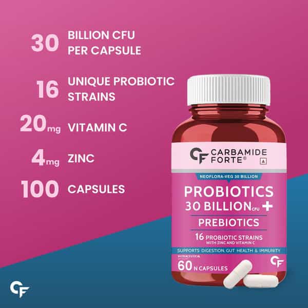 Carbamide Forte 30 Billion Probiotic Supplement | Gut Cleanse Detox | Lactobacillus Reuteri 60 Cap