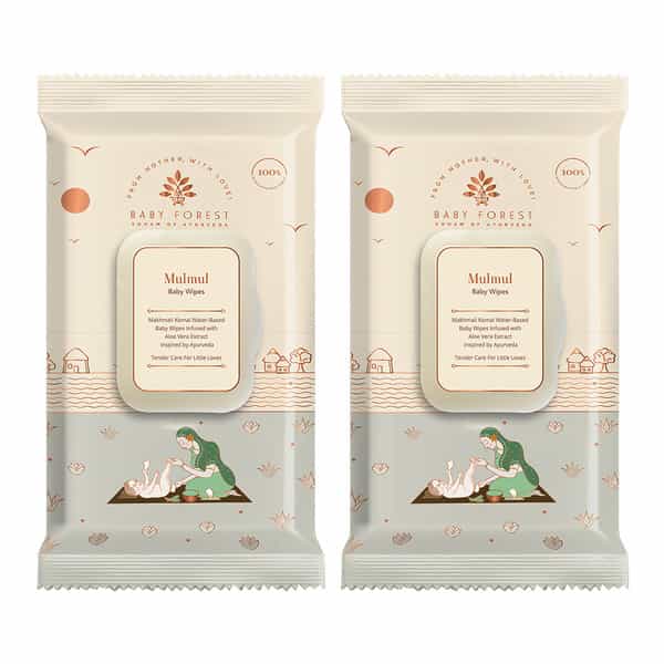 Baby Forest Mulmul Baby Wipes|Ultra-Soft, Water-Based, 3X Thicker & Softer Wipes 72 Wipes|Pack Of 2