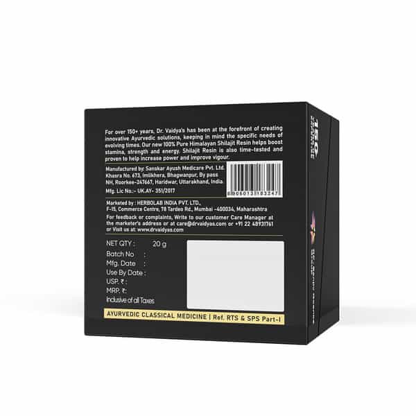 Dr. Vaidya's H2t Shilajit Resin | 100% Pure Himalayan | >75% Fulvic Acid & 80+ Trace Elements