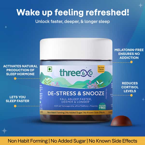 Three60 De-Stress & Snooze: Fall Asleep 18 Mins Faster | Sleep Longer & Deeper