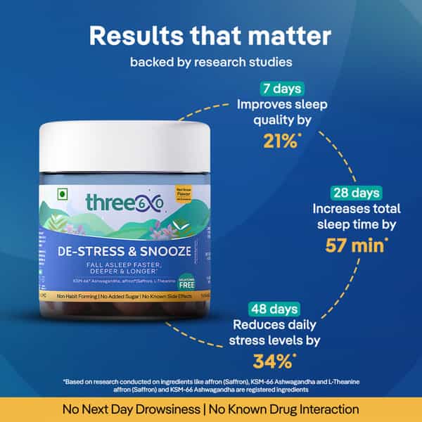 Three60 De-Stress & Snooze: Fall Asleep 18 Mins Faster | Sleep Longer & Deeper