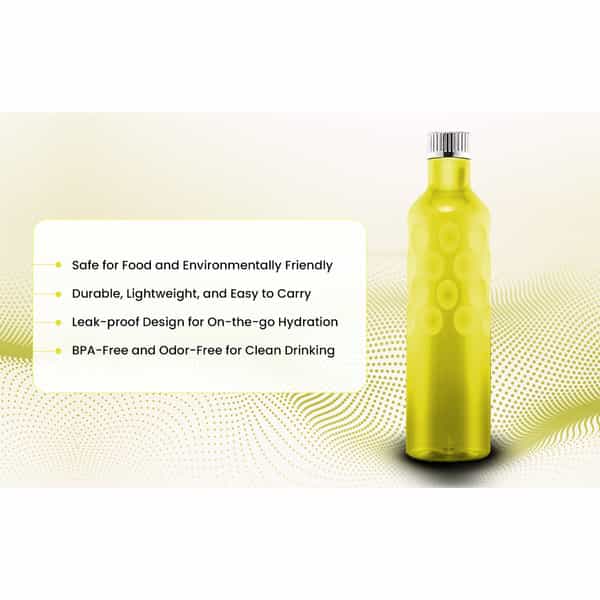 Rosa Breeze Yellow Water Bottle I 100 % Food Grade Plastic I Premium Leak- Break Proof I 3 *1Ltr