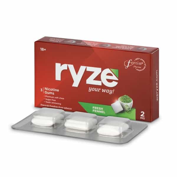 Ryze Nicotine Gums | Fresh Fennel | 2Mg | Helps In Quitting Smoking & Tobacco | 3 Count | Pack Of 10