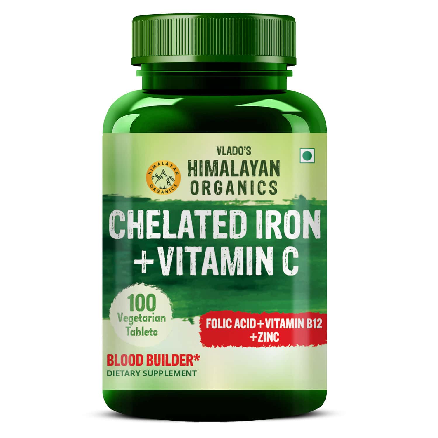 Vlado's Himalayan Organics Chelated Iron With Vitamin C Supplement - 100 Veg Tablets