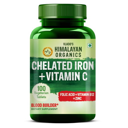 Vlado'S Himalayan Organics Chelated Iron With Vitamin C Supplement - 100 Veg Tablets
