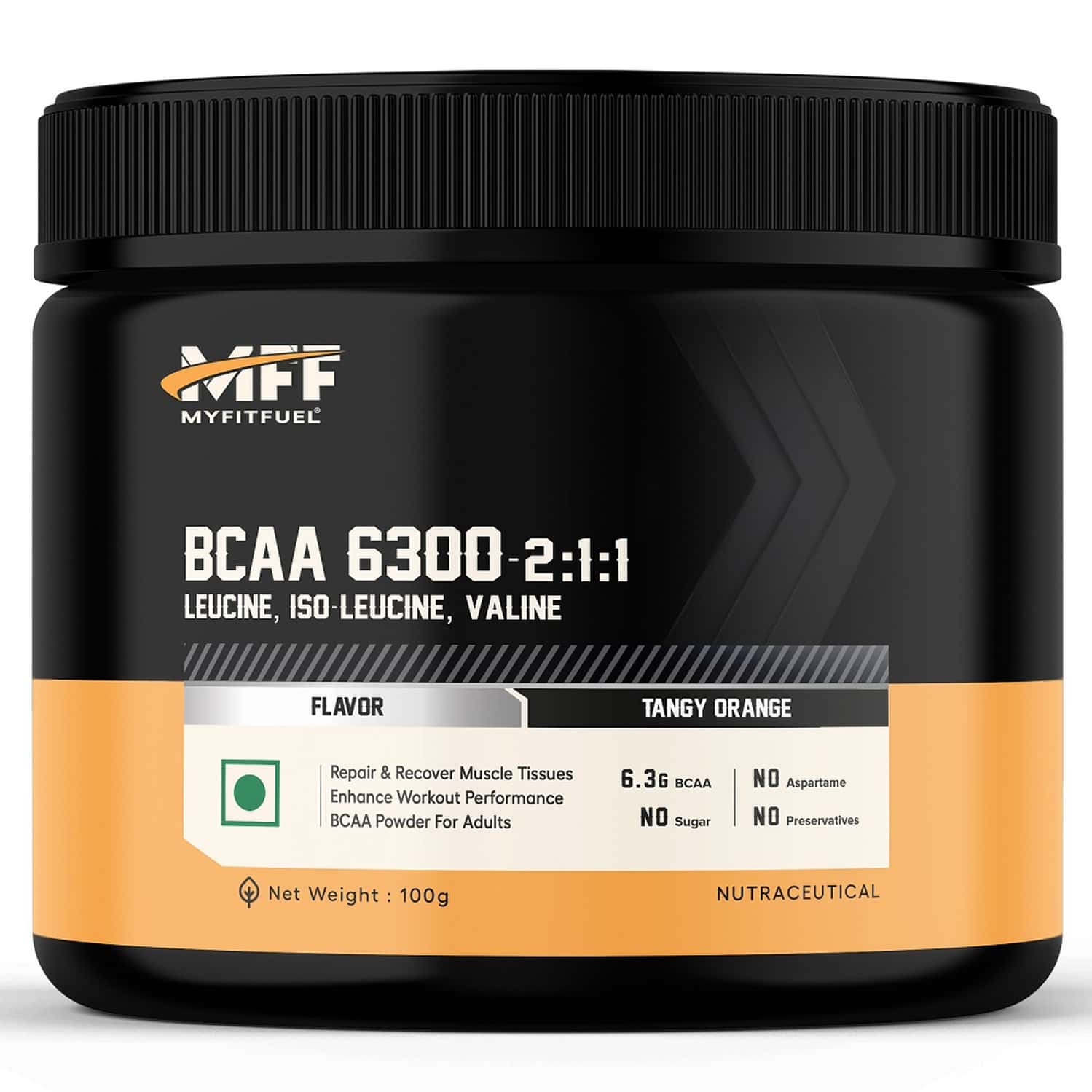 Myfitfuel Bcaa 6300 2:1:1 (100 Gm) Tangy Orange| Leucine | Isoleucine | Valine