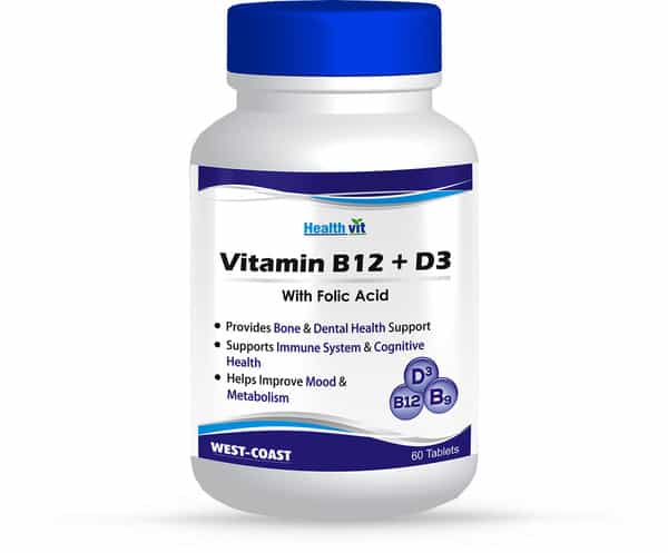 Healthvit Vitamin B12+D With Folic Acid - 60 Tablets