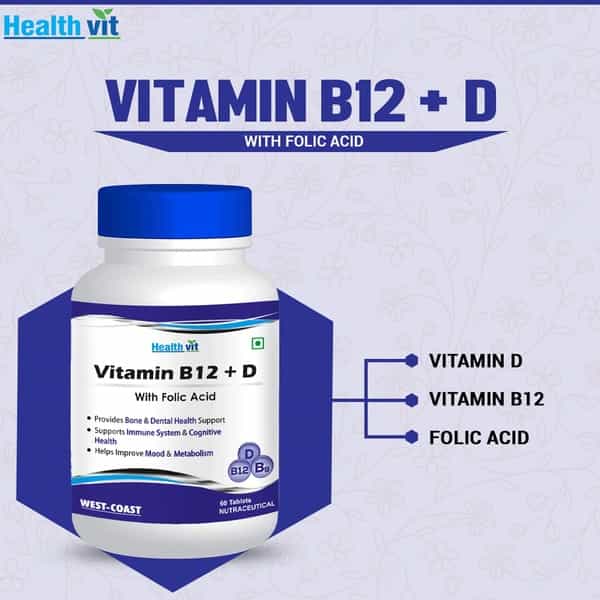 Healthvit Vitamin B12+D With Folic Acid - 60 Tablets