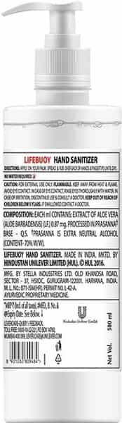 Lifebuoy Alcohol Based Hand Sanitizer 500Ml