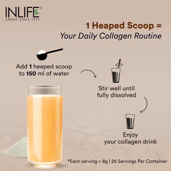 Inlife Marine Collagen Powder | Fish Collagen Peptides Supplements For Skin | Unisex (Orange | 200G)