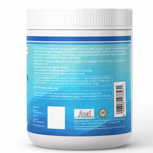 Inlife Marine Collagen Powder | Fish Collagen Peptides Supplements For Skin | Unisex (Orange | 200G)