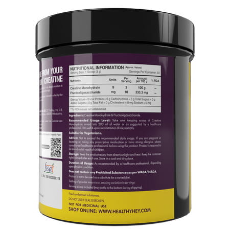 Healthyhey Sports Creatine Monohydrate 100G - 33 Servings (Unflavoured 100G)