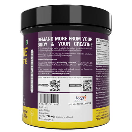 Healthyhey Sports Creatine Monohydrate 100G - 33 Servings (Unflavoured 100G)