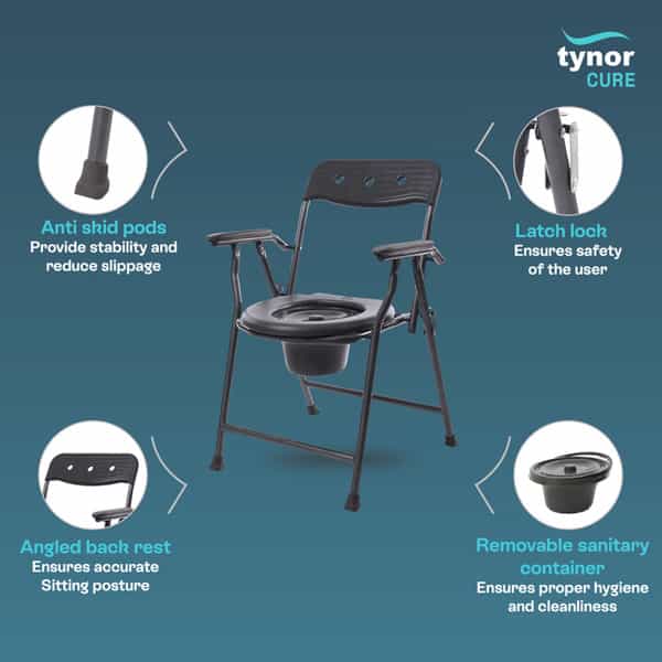 Tynor Commode Chair Ergo Grey Universal 1 Unit