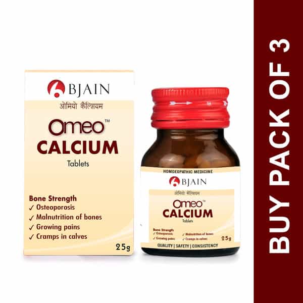 Bjain Omeo Calcium Tablets | Homeopathic Support For Bone Strength & Calcium Balance | 3 X 25Gm