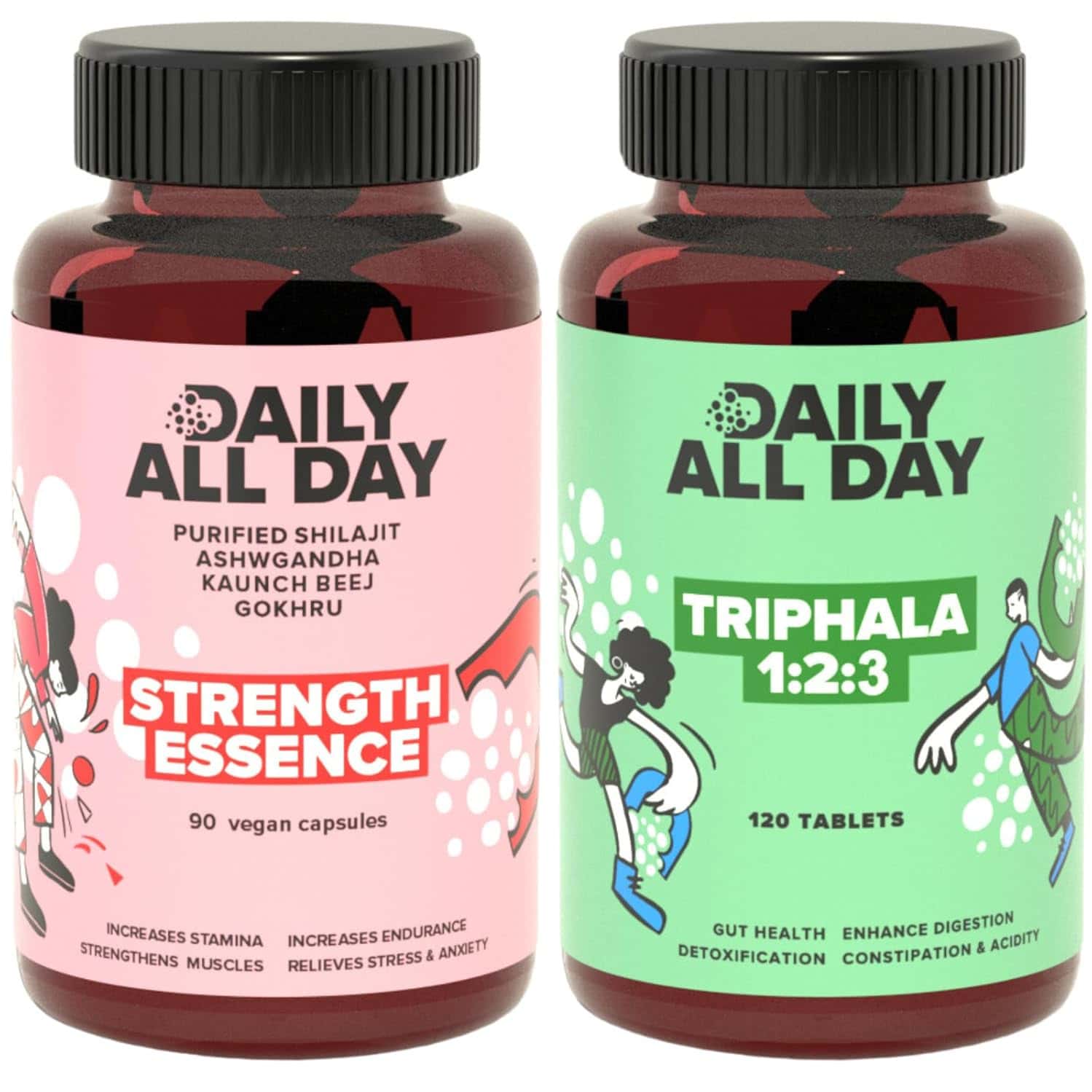 Daily All Day Strength Essence 90 Capsules & Triphala 1:2:3 120 Tablets