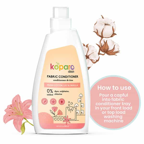 Koparo Fabric Conditioner - Fresh Cotton, Lily & Vanilla, Natural & Non Toxic, Soft & Shine, 500 Ml