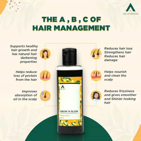 Age Ayurveda Grow N Glow Hair Oil 200 Ml | Coconut Hair Oil Supports Hair Growth Loss(Pack Of 1)