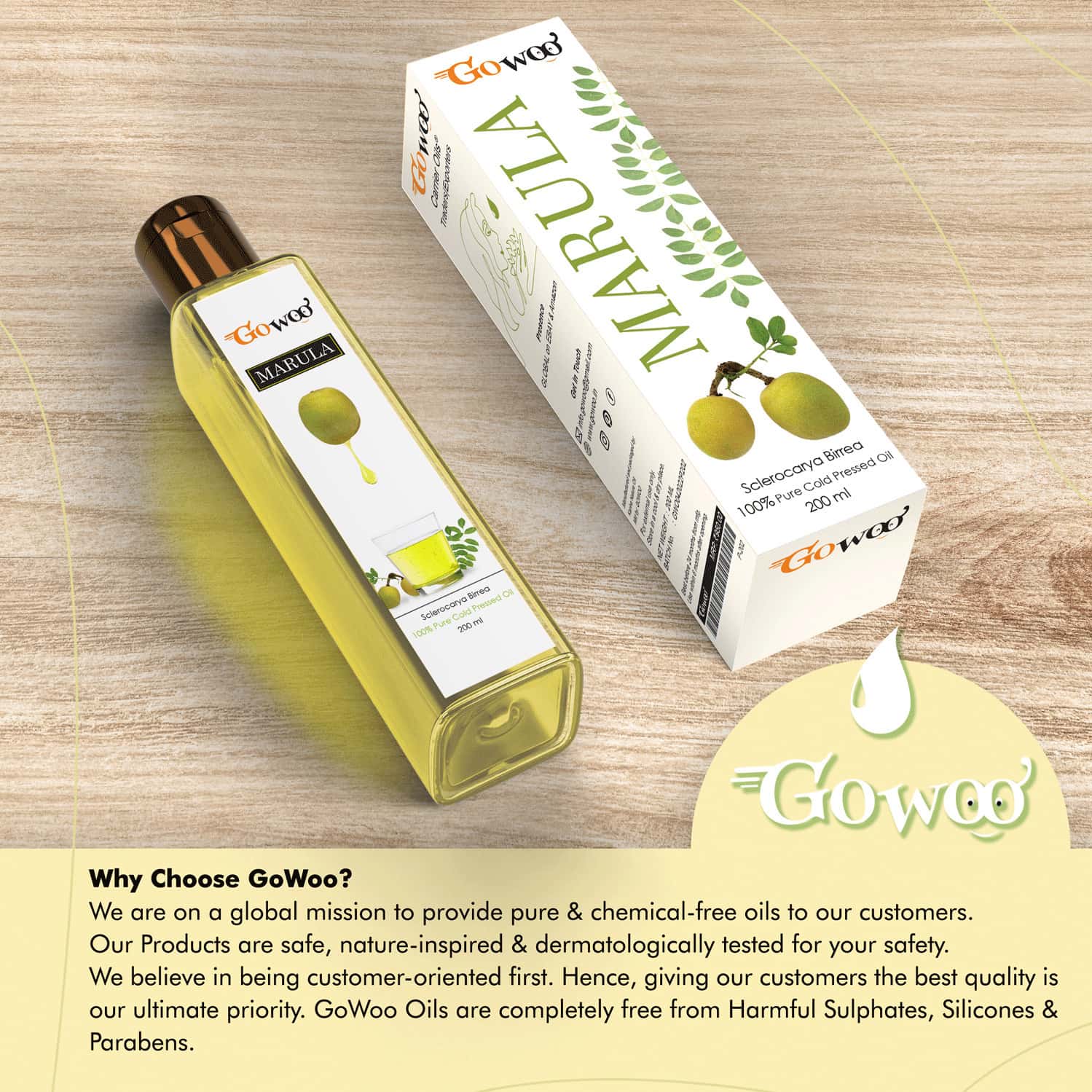 Buy GO WOO 100 PURE MARULA CARRIER OIL BEFORE OR AFTER MOISTURIZER