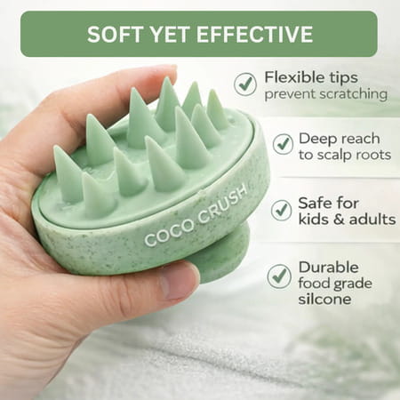 Coco Crush Silicone Scalp Massager Brush | Hair Oil & Shampoo Massage | Unisex For Men | Women & Kid