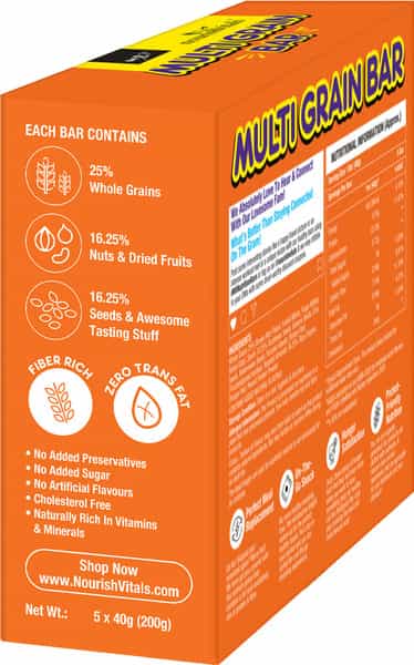 Nourishvitals Multigrain Orange & Almond Bar Naturally Rich In Vitamins & Minerals 200G