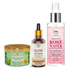 Tnw The Natural Wash Combo Of 3 With Glow Face Serum, Pure Aloe Vera Gold Gel & Distilled Rose Water