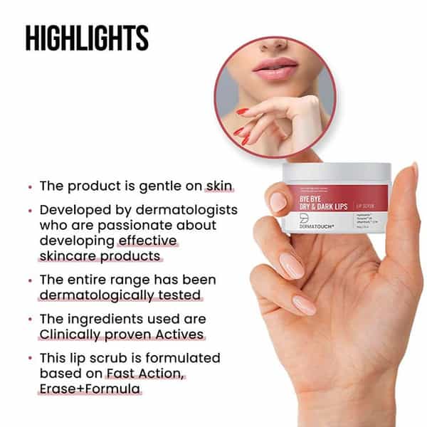 Dermatouch Bye Bye Dry & Dark Lips Scrub | Lightening & Brightening Lip Scrub For Men & Women - 30G