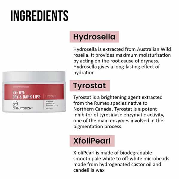 Dermatouch Bye Bye Dry & Dark Lips Scrub | Lightening & Brightening Lip Scrub For Men & Women - 30G