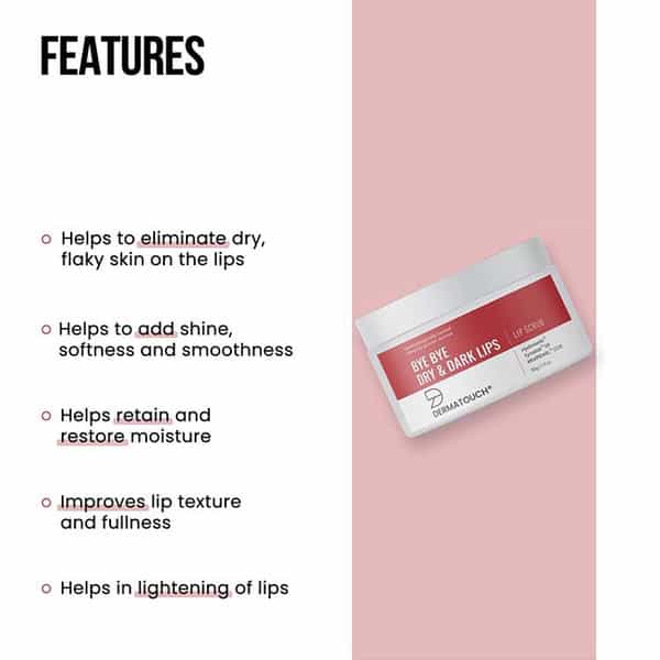 Dermatouch Bye Bye Dry & Dark Lips Scrub | Lightening & Brightening Lip Scrub For Men & Women - 30G