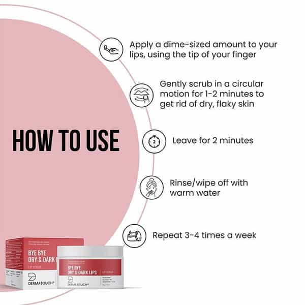 Dermatouch Bye Bye Dry & Dark Lips Scrub | Lightening & Brightening Lip Scrub For Men & Women - 30G