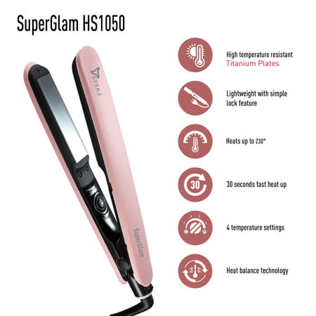 Syska Hs1050 Hair Straightener With Titanium Plates (Pink)