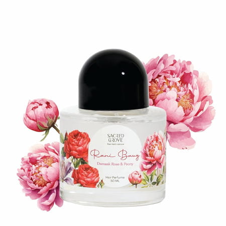 Sacred Grove Rani Baug Damask Rose & Peony Hair Perfume For Women | Alcohol Free - 50ml
