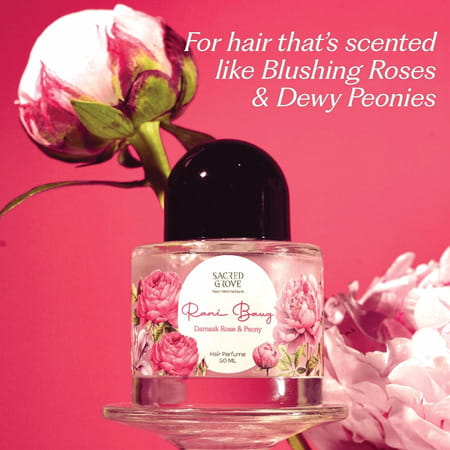 Sacred Grove Rani Baug Damask Rose & Peony Hair Perfume For Women | Alcohol Free - 50ml