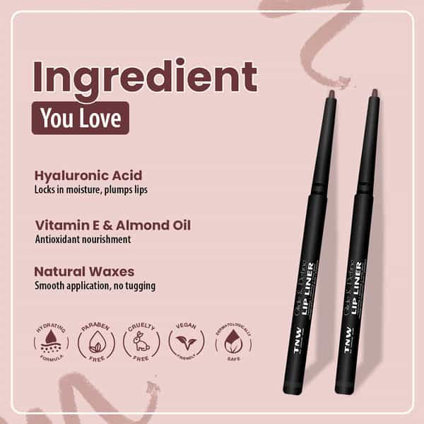 Tnw The Natural Wash Glide & Shine Lip Liner Boldline 02 | Smooth & Defined Lips 0.35 Gm