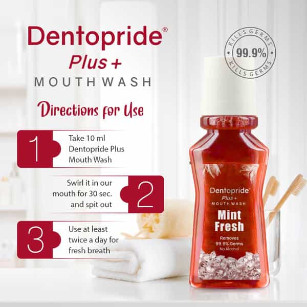 Dentopride Plus Mouth Wash | For Total Oral Hygiene | Long Lasting Freshness (150 Ml - Pack Of 1)