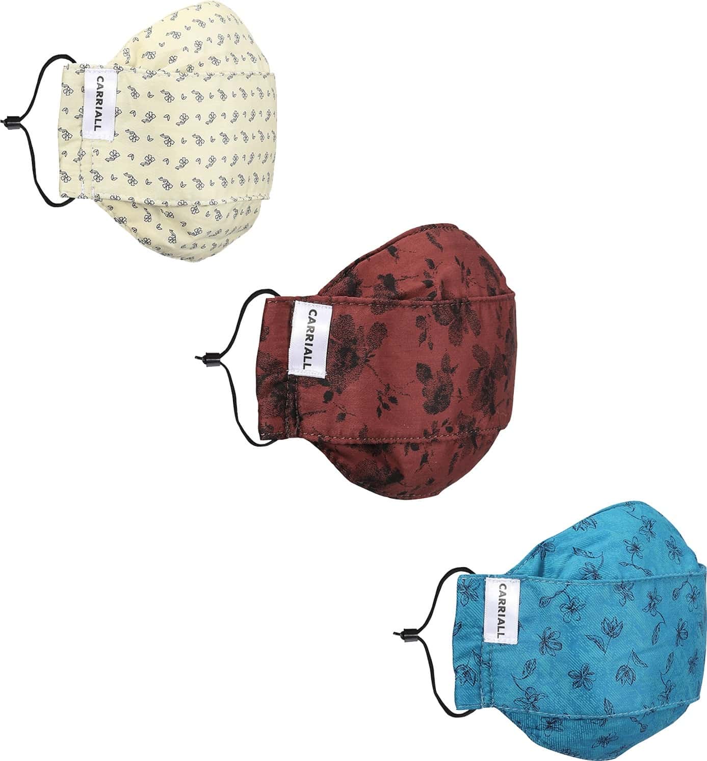 Carriall Adult Unisex 3 Layer Reusable Washable Cotton Mask (Camsl049) Pack Of 3
