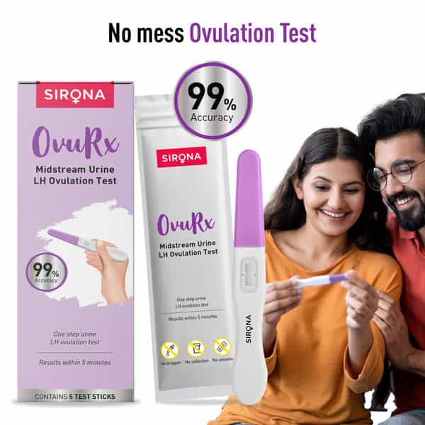 Sirona Ovurx Midstream Urine Lh Ovulation Testing Kit | Rapid Results In 5Mins | Pack Of 5 Strips