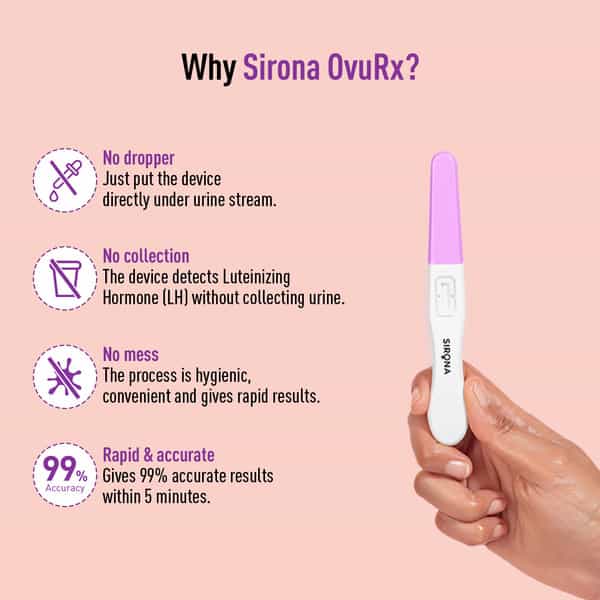 Sirona Ovurx Midstream Urine Lh Ovulation Testing Kit | Rapid Results In 5Mins | Pack Of 5 Strips