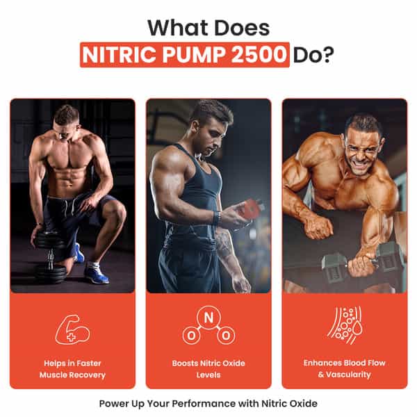 Naturyz Nitric Oxide Pump 2500 L-Arginine Citrulline Caffeine For Pre-Workout & Stamina - 60 Tablets