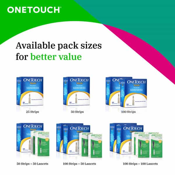 Onetouch Verio Test Strips |2 Packs Of 50 Strips Each (Total 100 Strips)