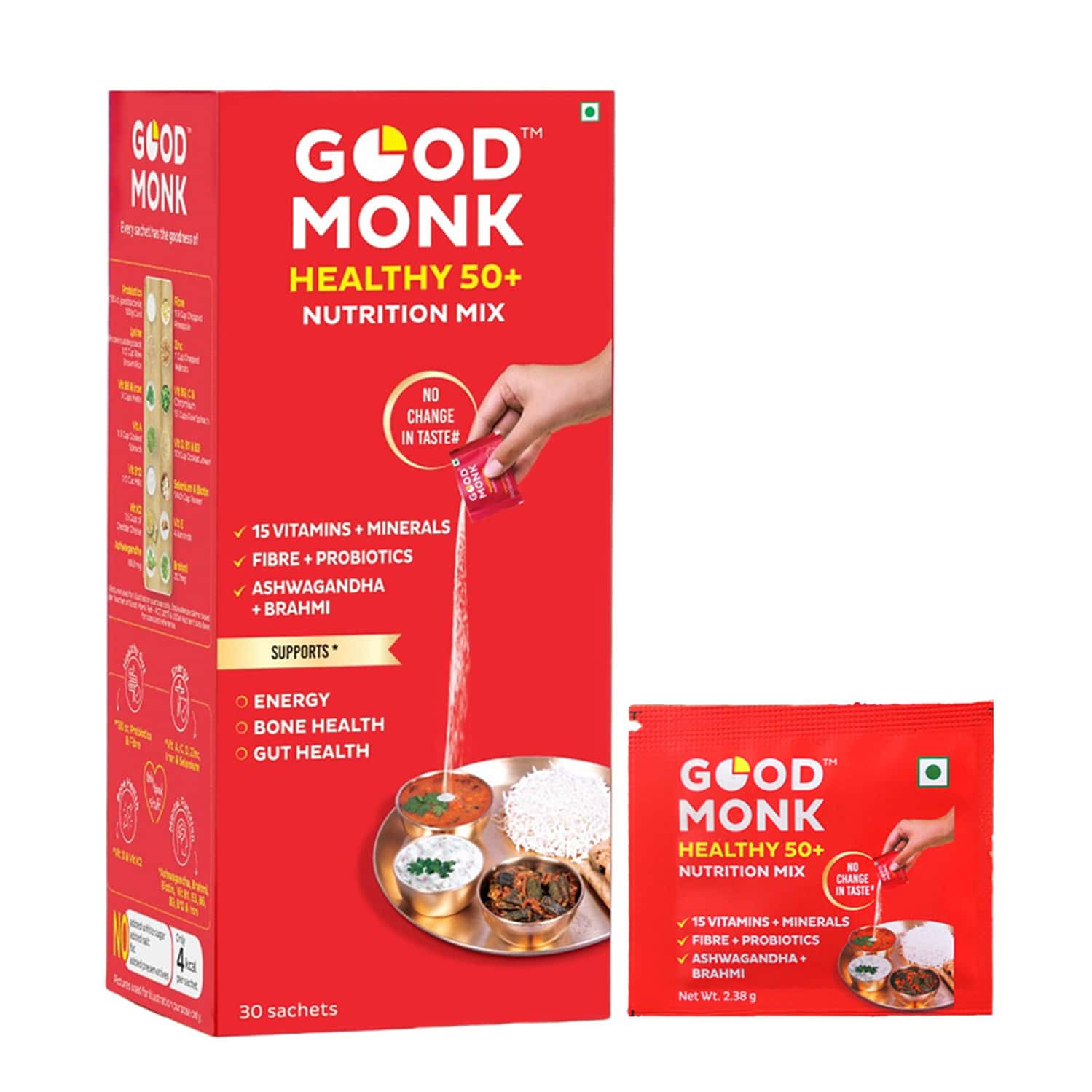 Good Monk Healthy 50+ Nutrition Mix | To Improve Energy | Bone & Gut Health | 30 Sachets