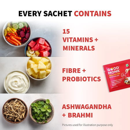 Good Monk Healthy 50+ Nutrition Mix | To Improve Energy | Bone & Gut Health | 30 Sachets