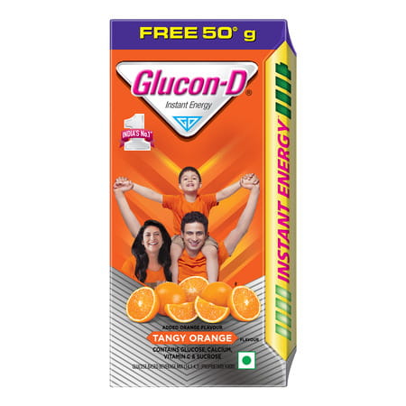 Glucon-D Tangy Orange With 3 Benefits Of Energy | Recovery | And Immunity | 75 G ( Get Extra 50 G)