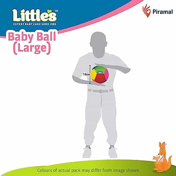 Little's Baby Soft Ball With Rattle Sound-Plush,Multicolor,Large Size (18 Cm, 1 Piece, Softball)