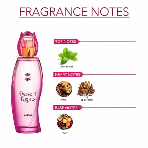 Ajmal Desert Rose Edp Floral 100Ml For Women And Shadow Homme Deodorant 200Ml For Men+ 2 Parfum